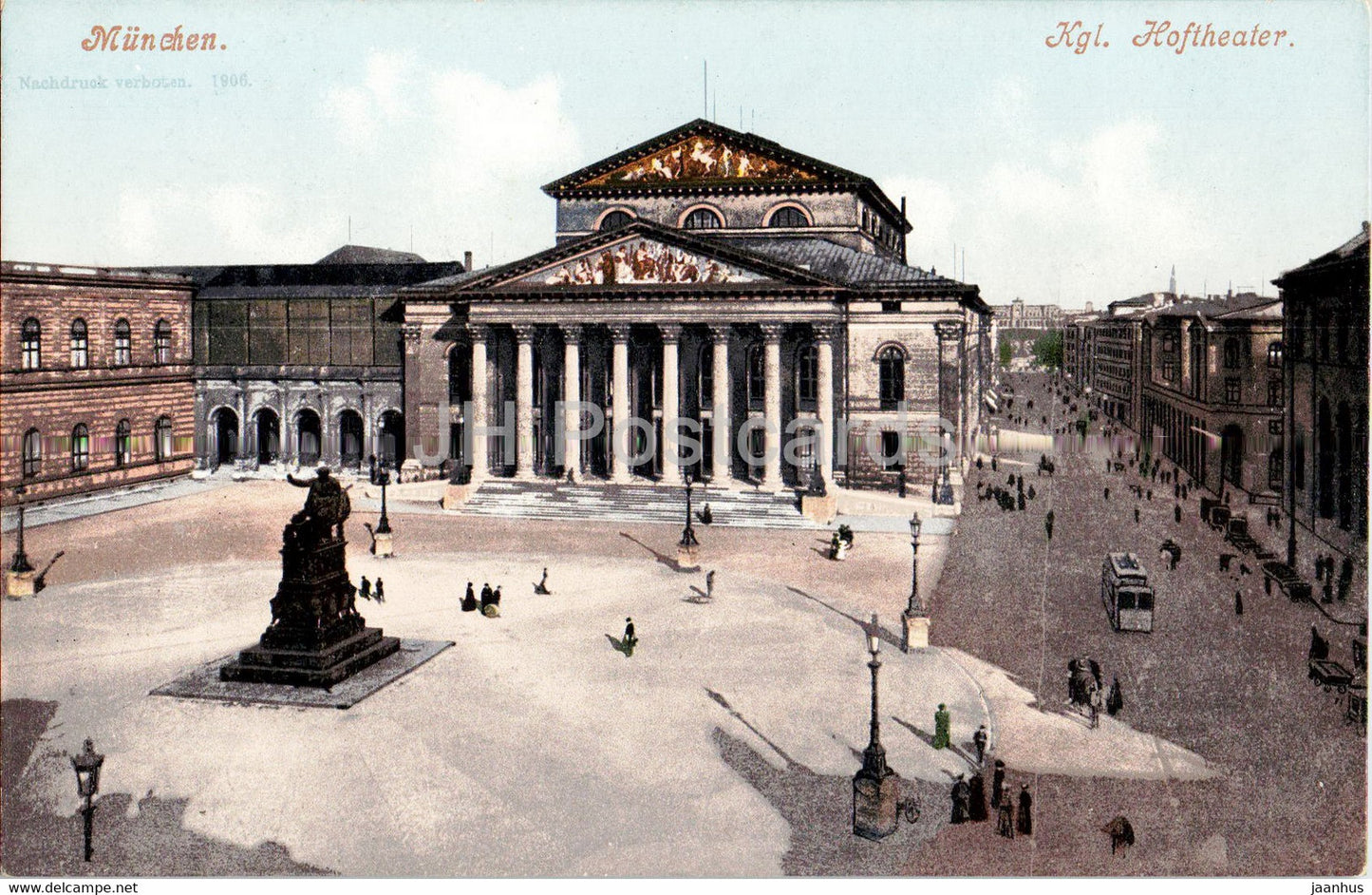Munchen - Kgl Hoftheater - theatre - tram - 5 - old postcard - 1906 - Germany - unused - JH Postcards