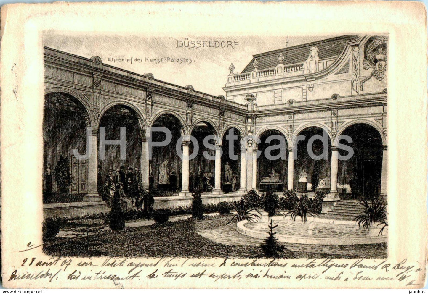 Dusseldorf - Cologne - Ehrenhof des Kunst Palastes - Court of Honour - old postcard - 1907 - Germany - used