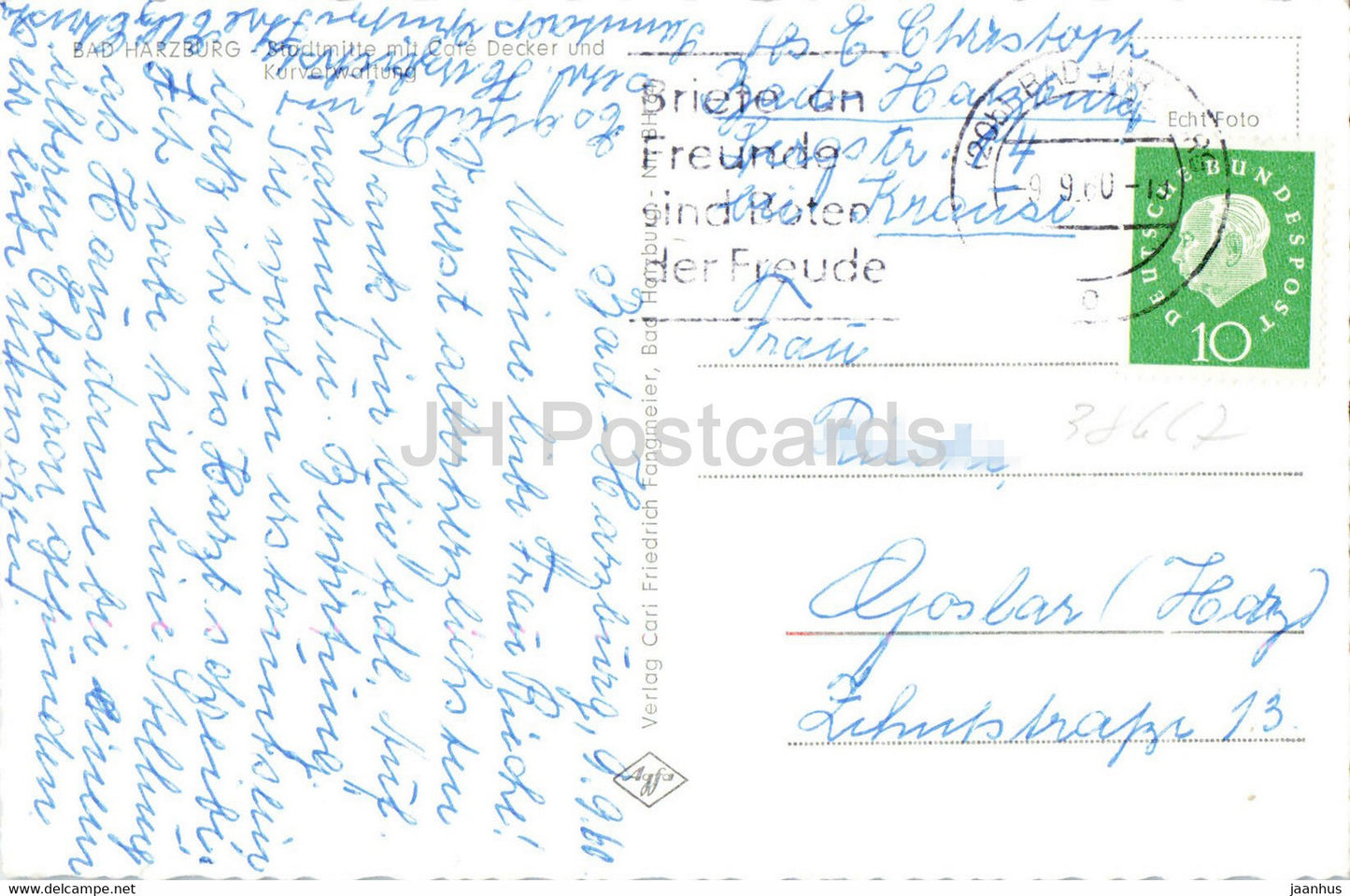 Bad Harzburg - Stadtmitte mit Cafe Decker und Kurverwaltung - 1960 - Allemagne - utilisé