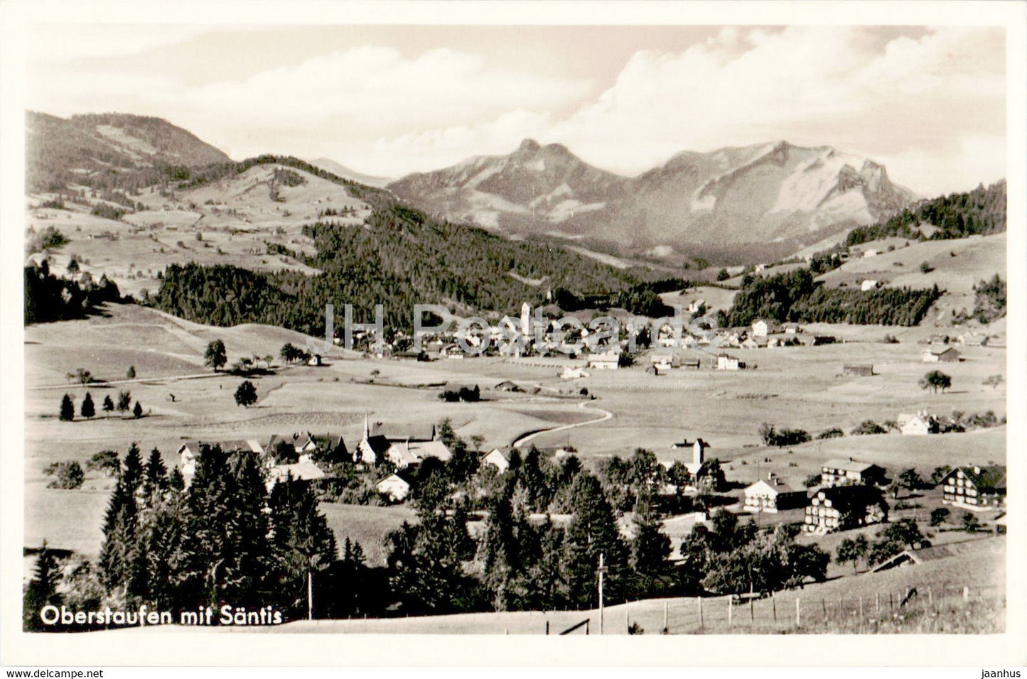 Oberstaufen mit Santis - old postcard - 1955 - Germany - used - JH Postcards