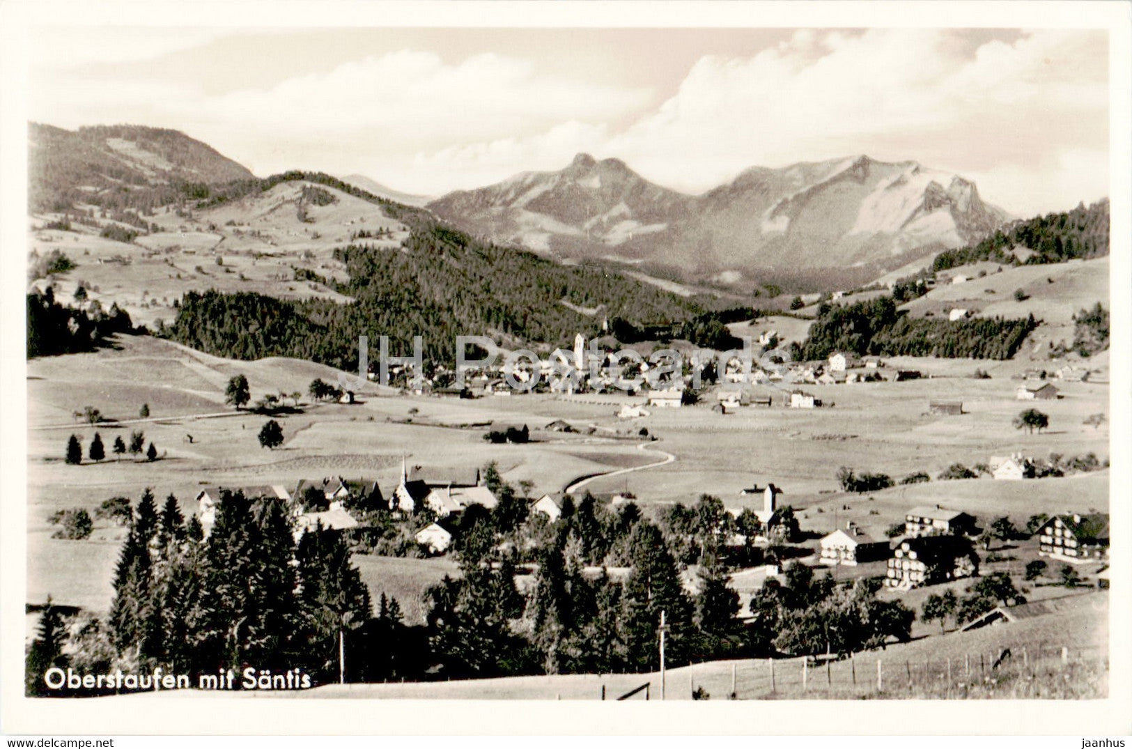 Oberstaufen mit Santis - old postcard - 1955 - Germany - used - JH Postcards