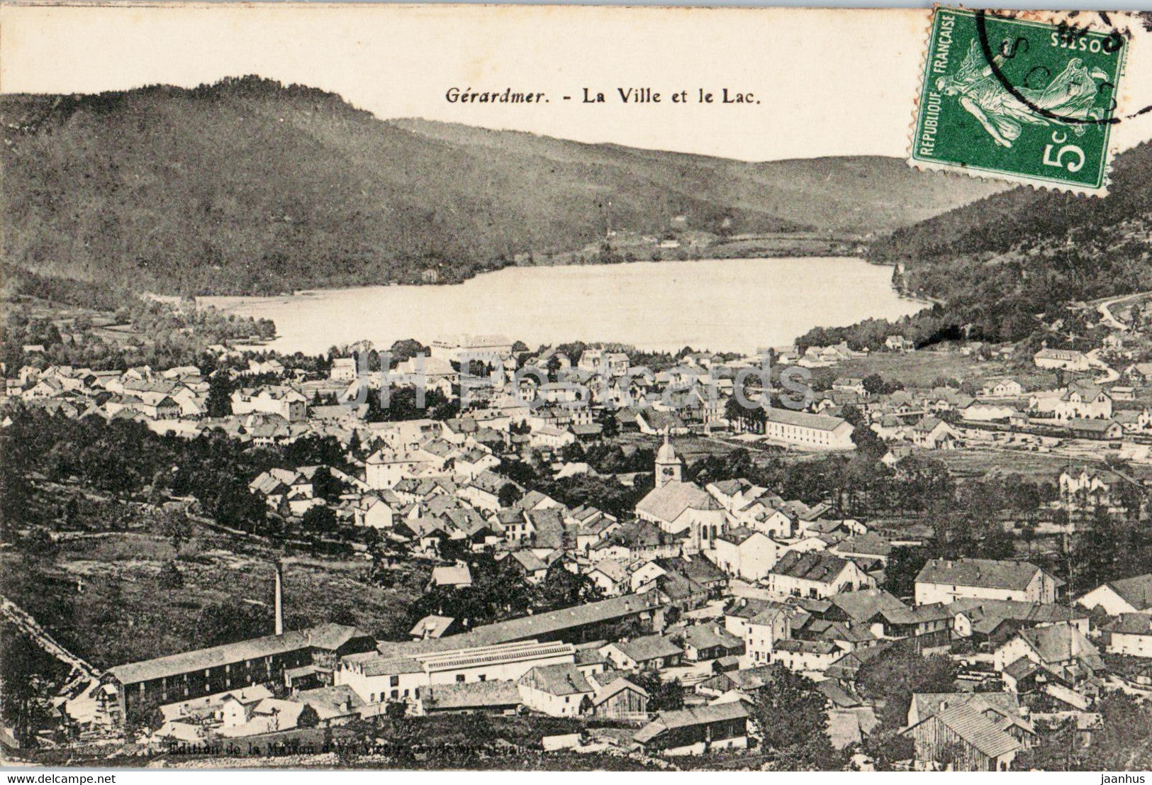 Gerardmer - La Ville et le Lac - old postcard - 1908 - France - used - JH Postcards