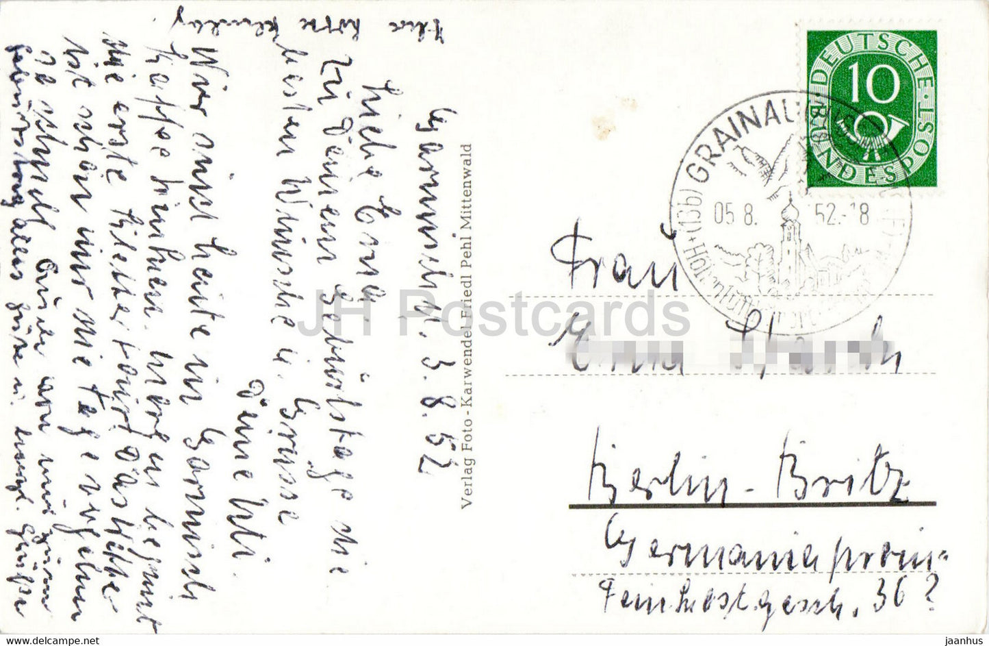 Garmisch Fruhlingsstrasse mit Alpspitze u Zugspitze - old postcard - 1952 - Germany - used