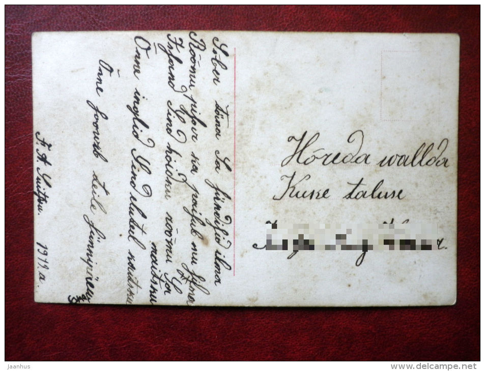 Birthday Greeting Card - lady with roses - flowers - 3836/5 - circulated in Tsarist Russia 1913 , Estonia - used - JH Postcards