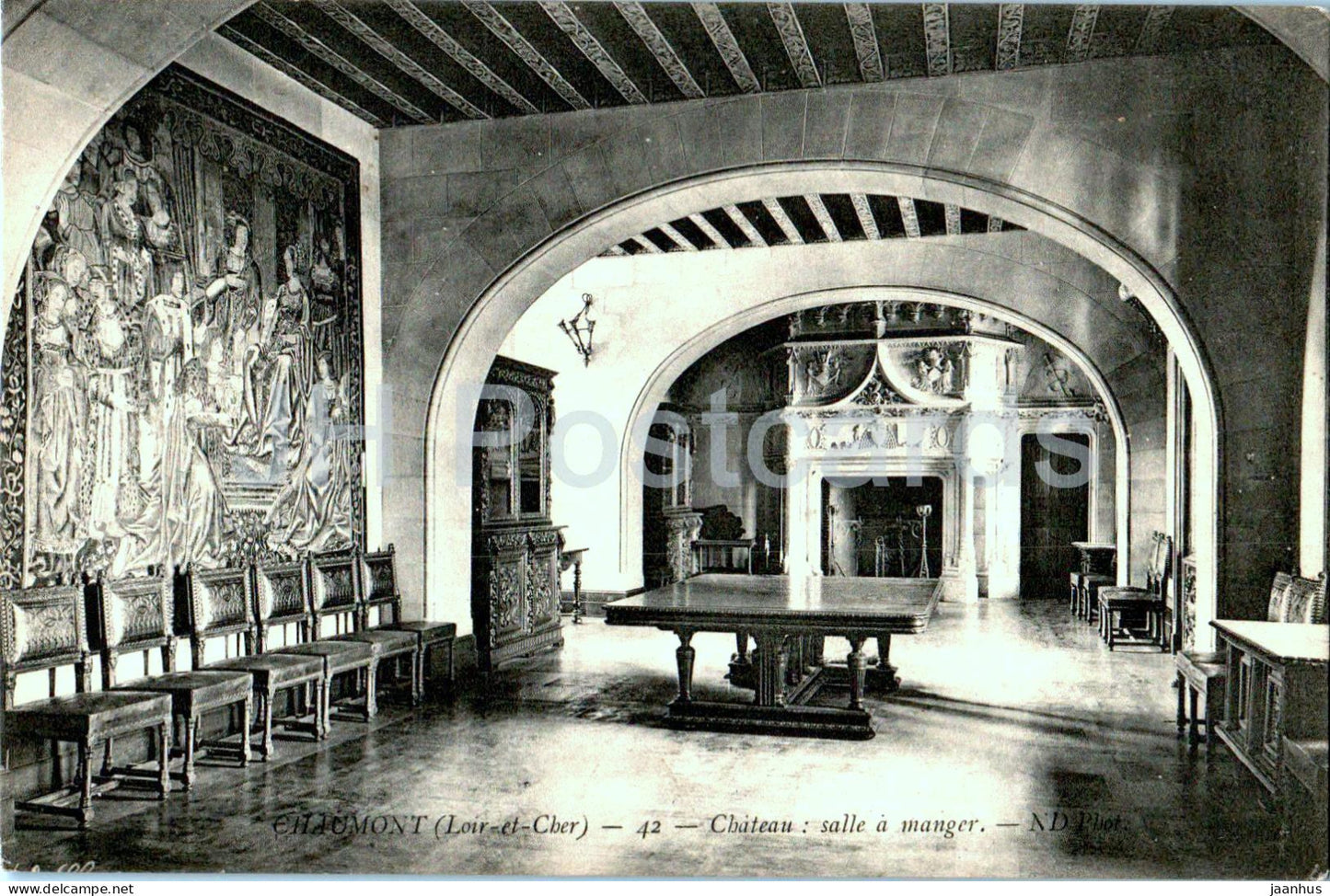 Chaumont - Chateau salle a manger - castle - 42 - old postcard - France - used - JH Postcards
