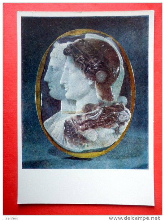 Gonzaga Cameo , IV century BC - Ancient Greek Art - 1964 - USSR Russia - unused - JH Postcards