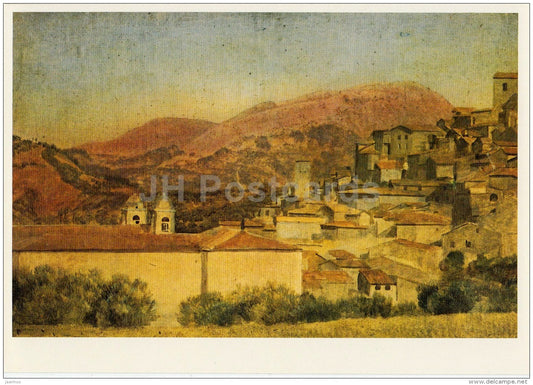 painting by A. Ivanov - View of Subiaco Town , 1830s - Russian art - 1984 - Russia USSR - unused - JH Postcards