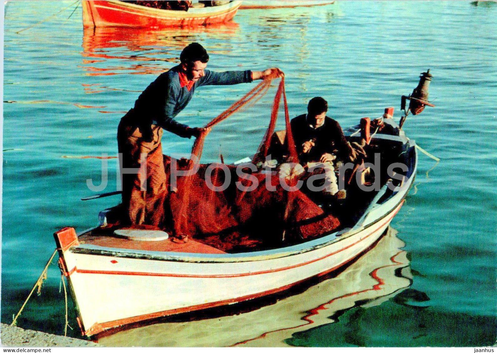 Greek Fishermen - boat - fishing - 33 - 1963 - Greece - used - JH Postcards