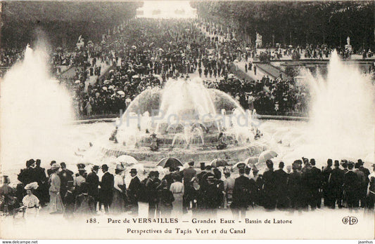 Parc de Versailles - Grandes Eaux - Bassin de Latone - Perspectives du Tapis - 188 - old postcard - France - unused - JH Postcards