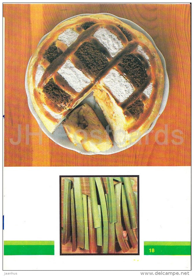 Rhubarb Pie - Vegetable Dishes - recipes - 1990 - Russia USSR - unused - JH Postcards