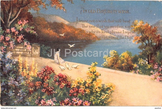 Birthday Greeting Card - An Old Birthday Wish - illustration - old postcard - United Kingdom - used - JH Postcards