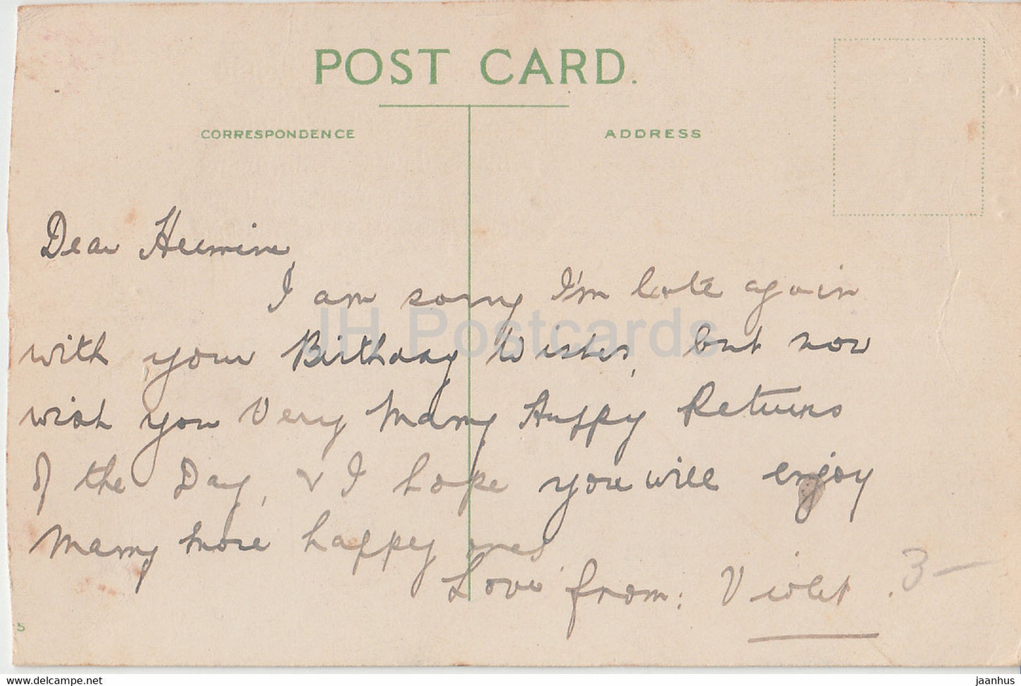 Birthday Greeting Card - An Old Birthday Wish - illustration - old postcard - United Kingdom - used