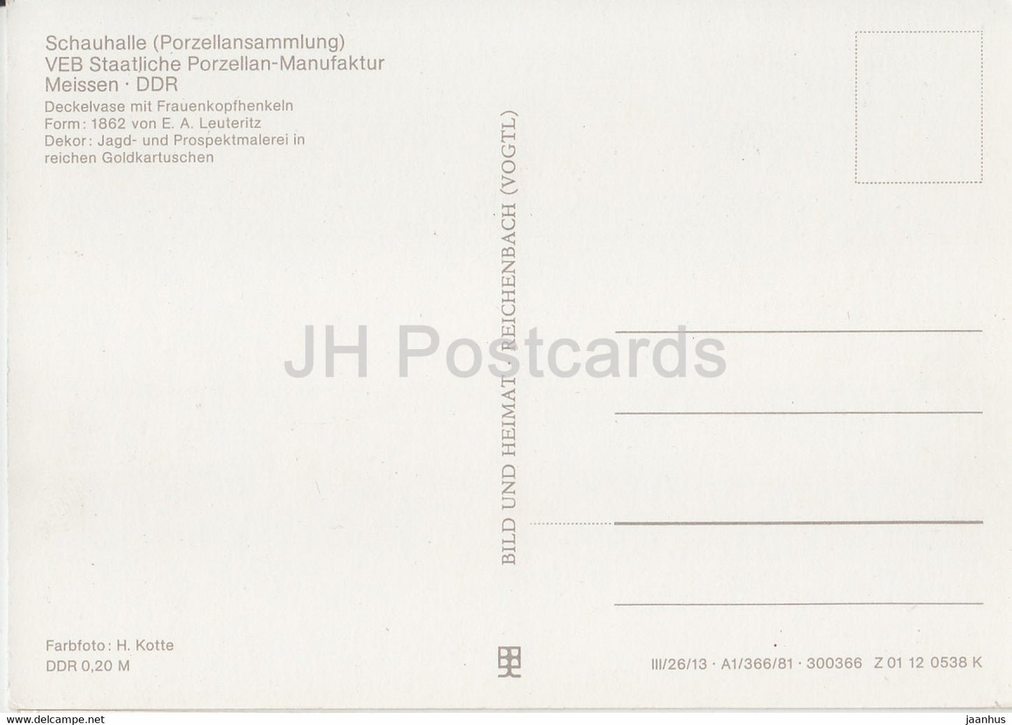 Schauhalle Porzellansammlung - Deckevase mit Frauenkopfhenkeln - Meissen - porcelaine - Allemagne DDR - inutilisé