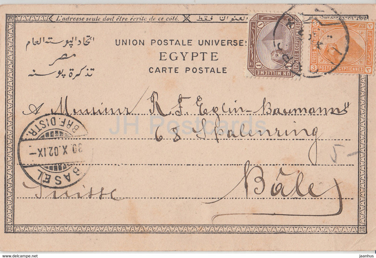 Prise d'un crocodile - animaux - 335 - carte postale ancienne - 1902 - Egypte - occasion