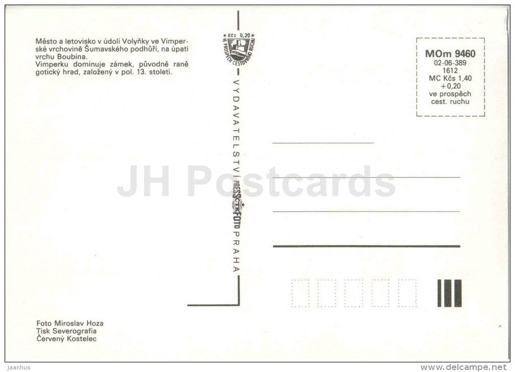 Vimperk - Prachatice district - castle - architecture - Czechoslovakia - Czech - unused - JH Postcards