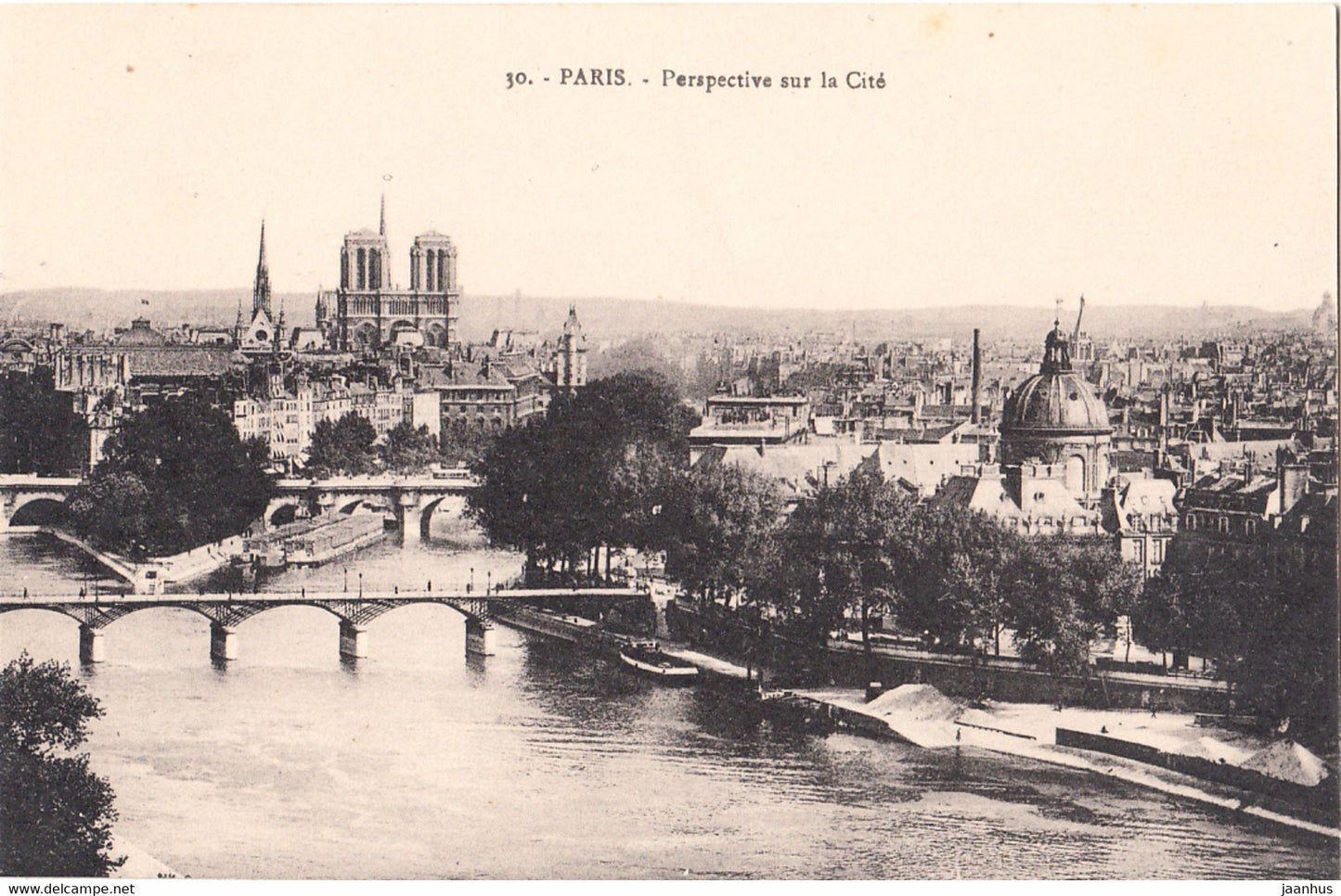 Paris - Perspective sur la Cite - bridge - old postcard - 30 - France - unused - JH Postcards