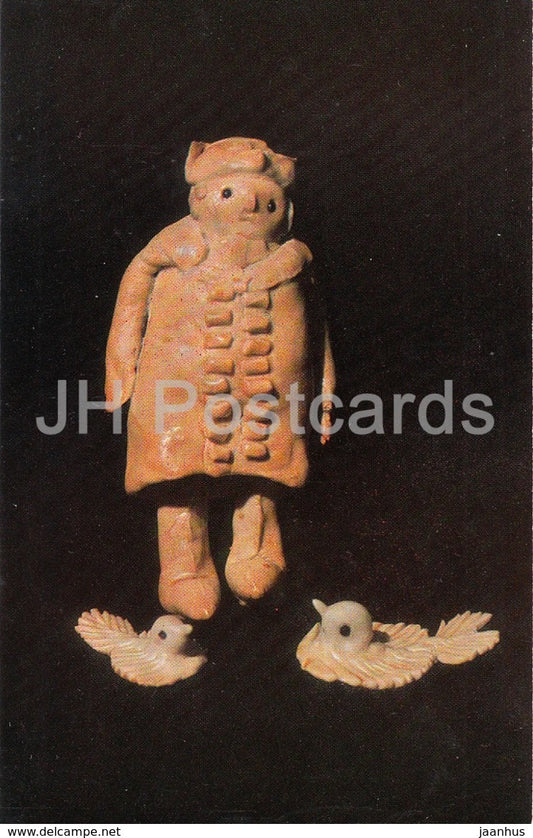 Bridesman and Birds - Poland - Dough - icing - Folk Art - 1973 - Russia USSR - unused - JH Postcards