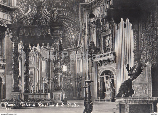 Roma - Rome - Interno Basilica di S Pietro - cathedral - 489 - old postcard - 1953 - Italy - used - JH Postcards