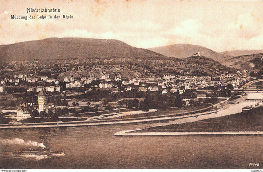 Niederlahnstein - Mundung der Lahn in den Rhein - ship - old postcard - 27 - Germany - unused - JH Postcards