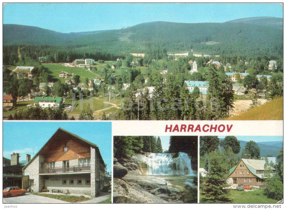 Harrachov - Krkonose - Certova hora - hotel Hubertus - Mumlavska waterfall - Diana - Czechoslovakia - Czech - used 1983 - JH Postcards