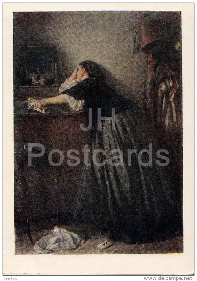 painting by K. Makovsky - Inconsolable Grief - woman - Russian art - 1951 - Russia USSR - unused - JH Postcards