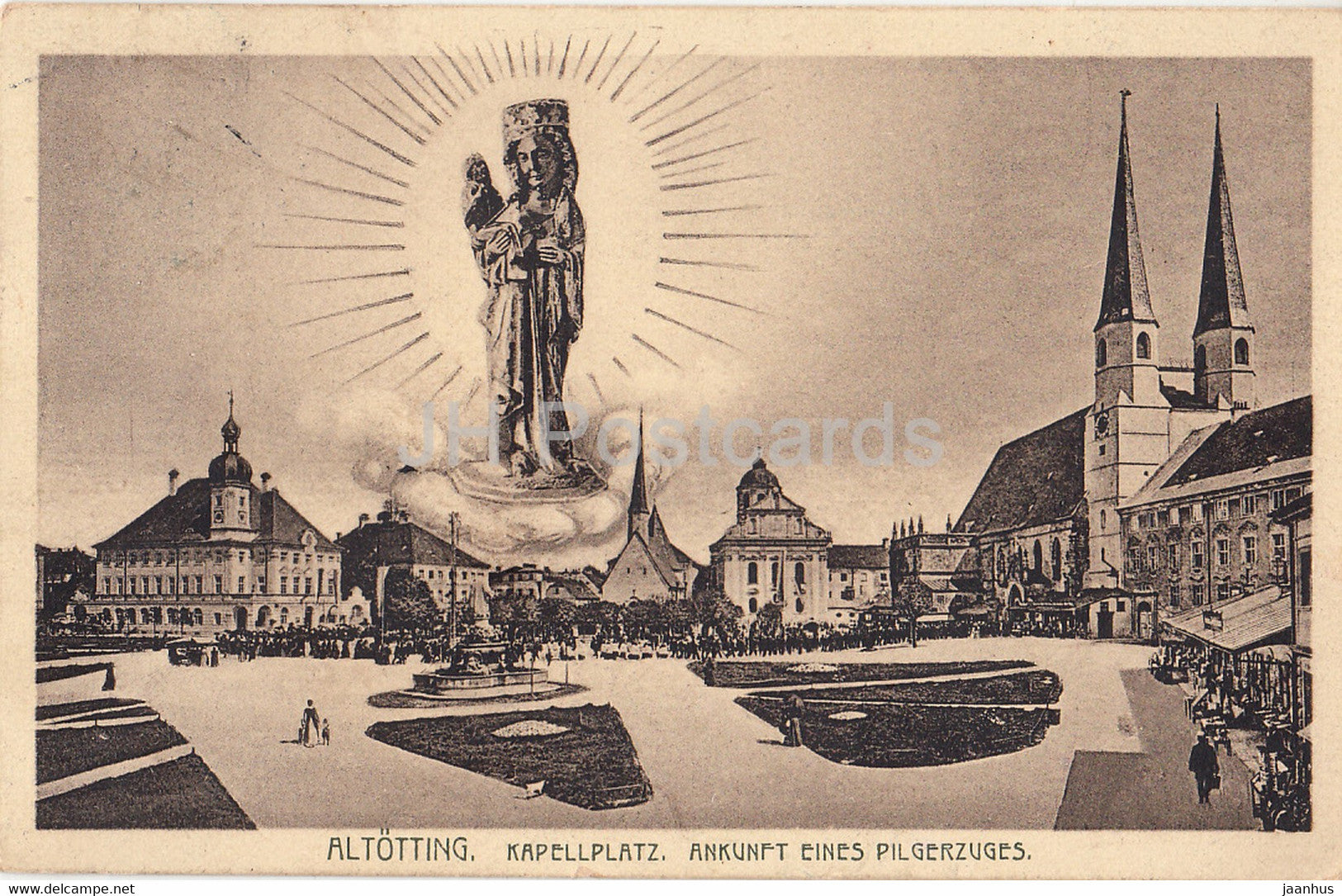 Altotting - Kapellplatz - Ankunft eines Pilgerzuges - old postcard - Germany - used - JH Postcards