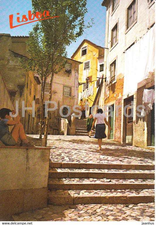 Lisbon - Lisboa - Rua tipica de Alfama - Typical street of Alfama - 631 - 1986 - Portugal - used - JH Postcards
