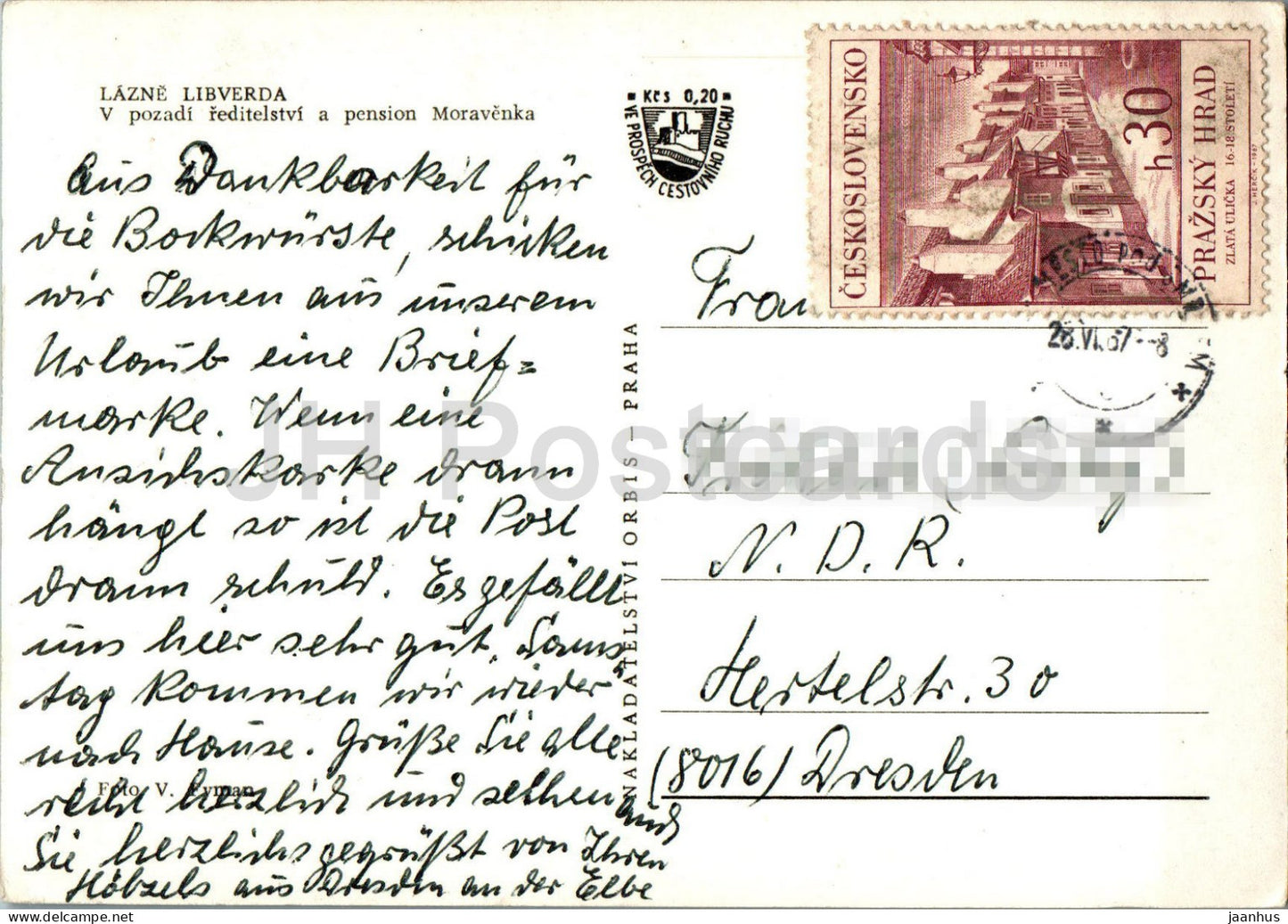 Lazne Libverda - V pozadi reditelstvi a pension Moravenka - pension - 1967 - Czech Repubic - Czechoslovakia - used