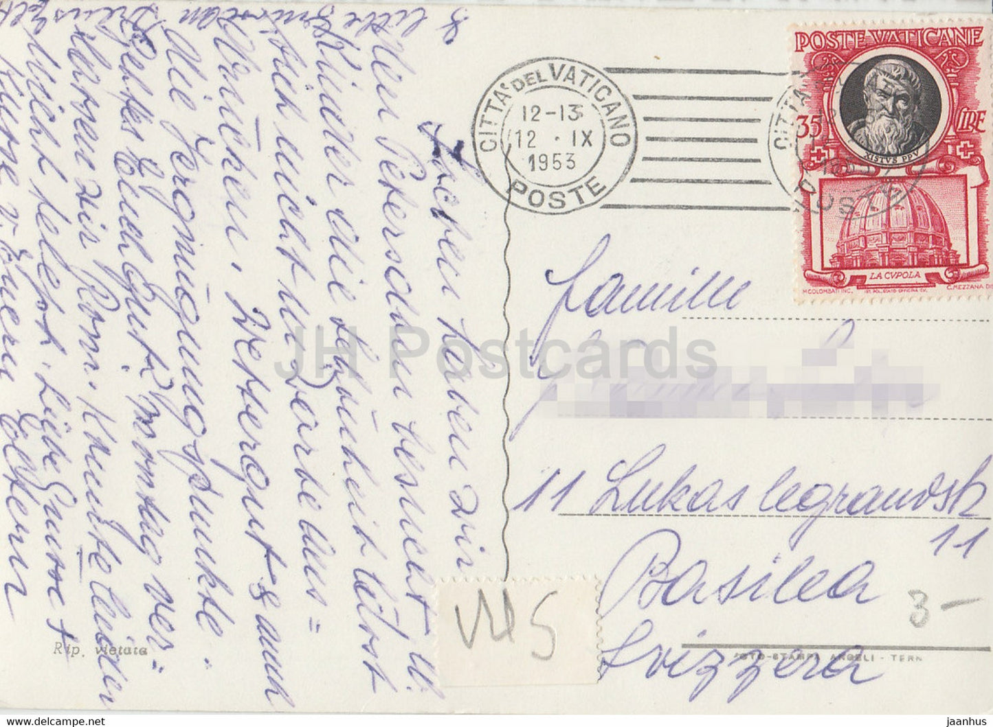 Roma - Rome - Interno Basilica di S Pietro - cathedral - 489 - old postcard - 1953 - Italy - used