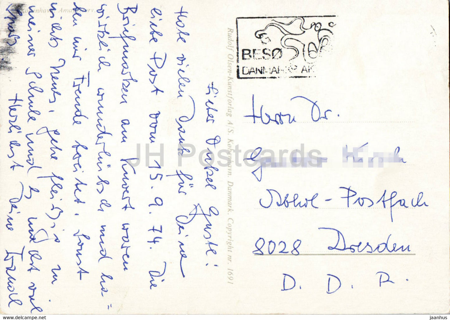 Copenhague - Amagertorv - 1691 - Danemark - utilisé