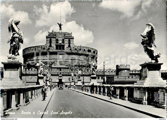 Roma - Rome - Ponte e Castel Sant Angelo - bridge - old postcard - 1957 - Italy - used - JH Postcards