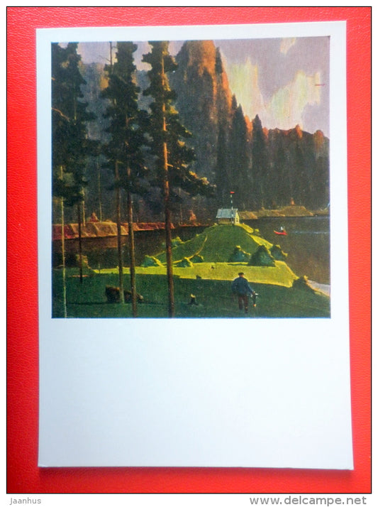 painting by G. Nissky . Booy Keeper , 1959 - russian art - unused - JH Postcards