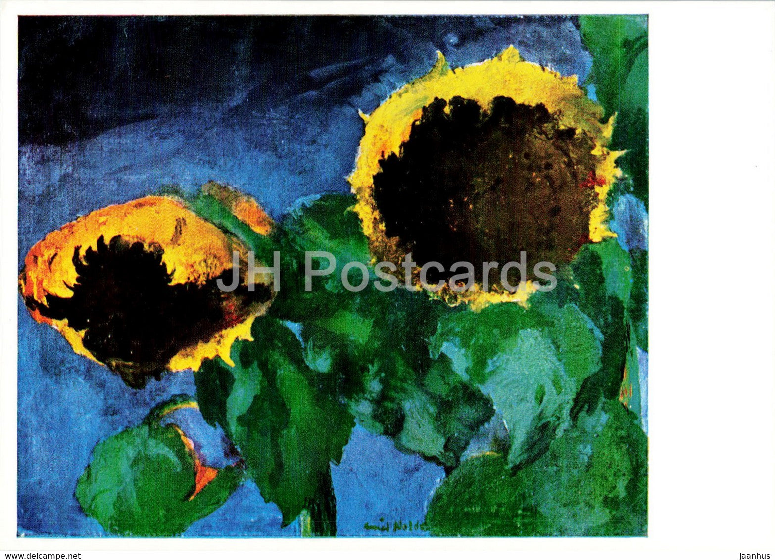 painting by Emil Nolde - Reife Sonnenblumen - Ripe sunflowers - German art - Germany - unused - JH Postcards