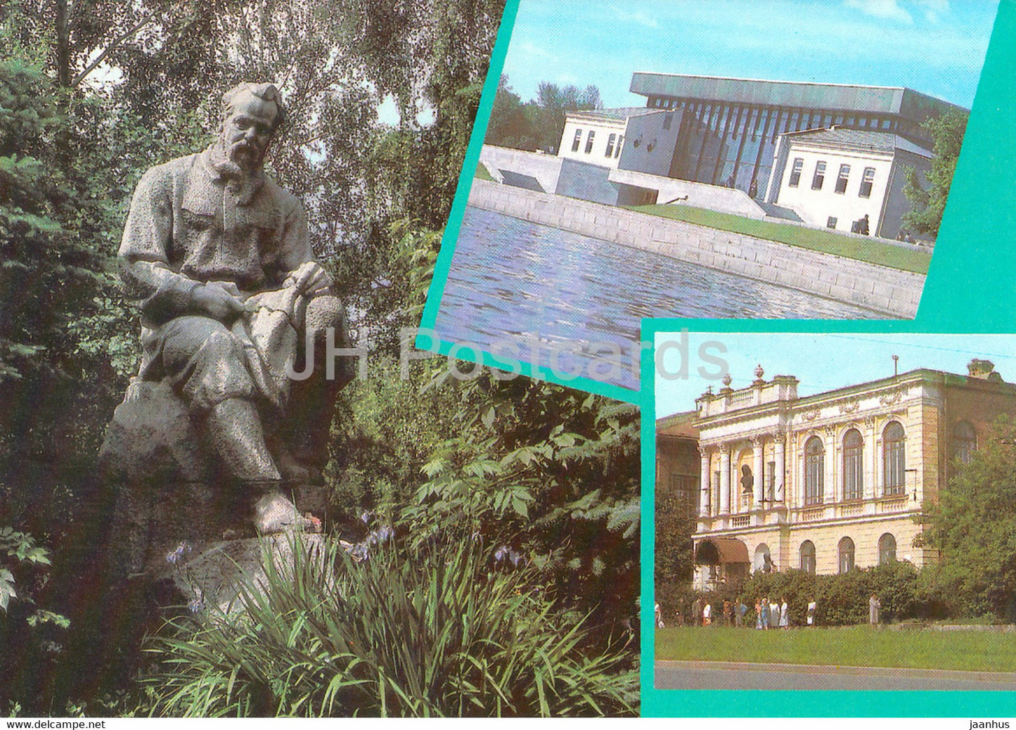Sverdlovsk - Yekaterinburg - monument to Bazhov - Museum of Fine Art - Children Library - 1987 Russia USSR - unused - JH Postcards