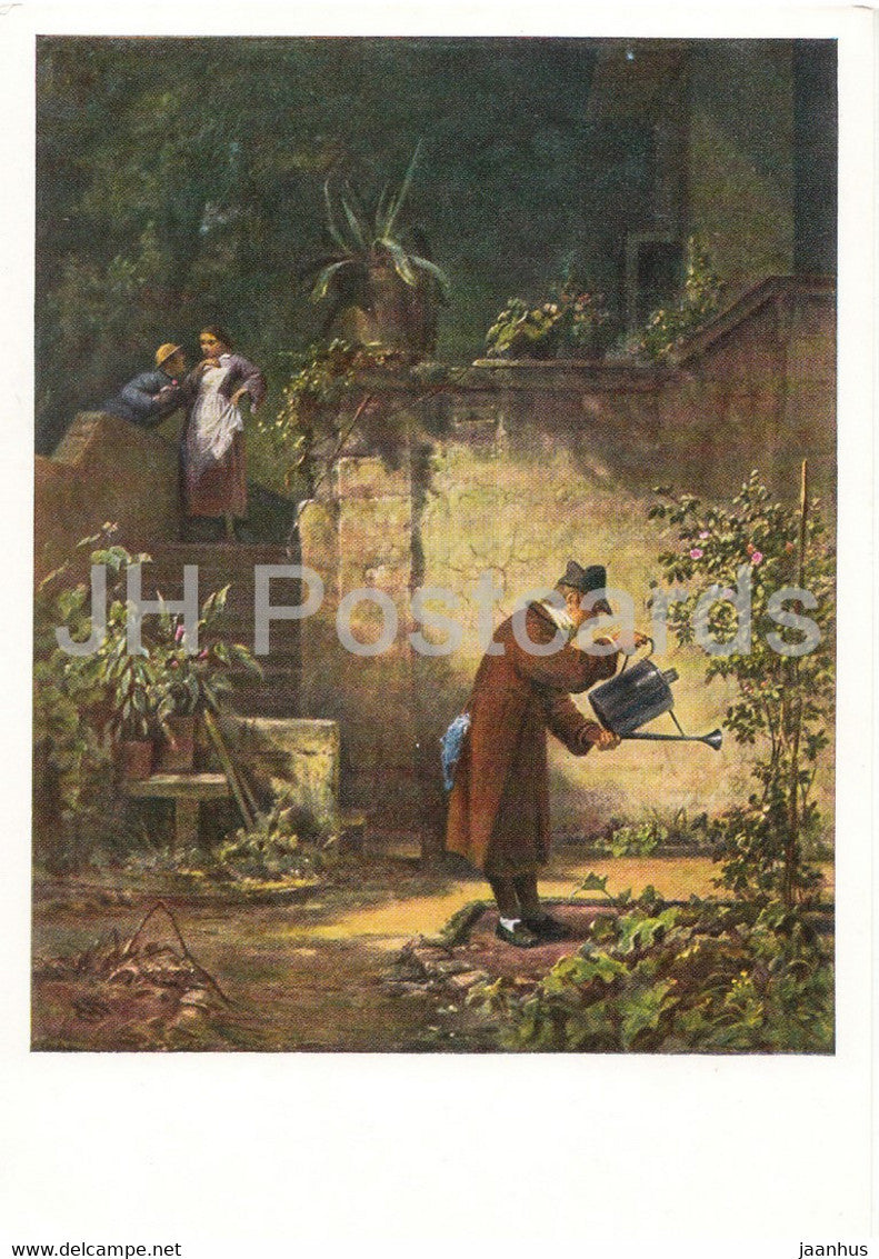 painting by Carl Spitzweg - Der Gartenfreund - 9026 - German art - Germany DDR - unused - JH Postcards