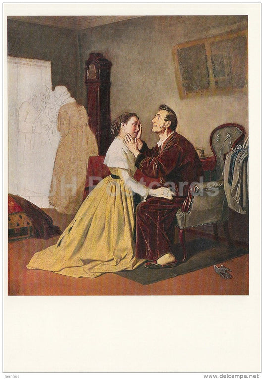 painting by V. Perov - Student visiting blind Father - Russian art - large format card - 1990 - Russia USSR - unused - JH Postcards