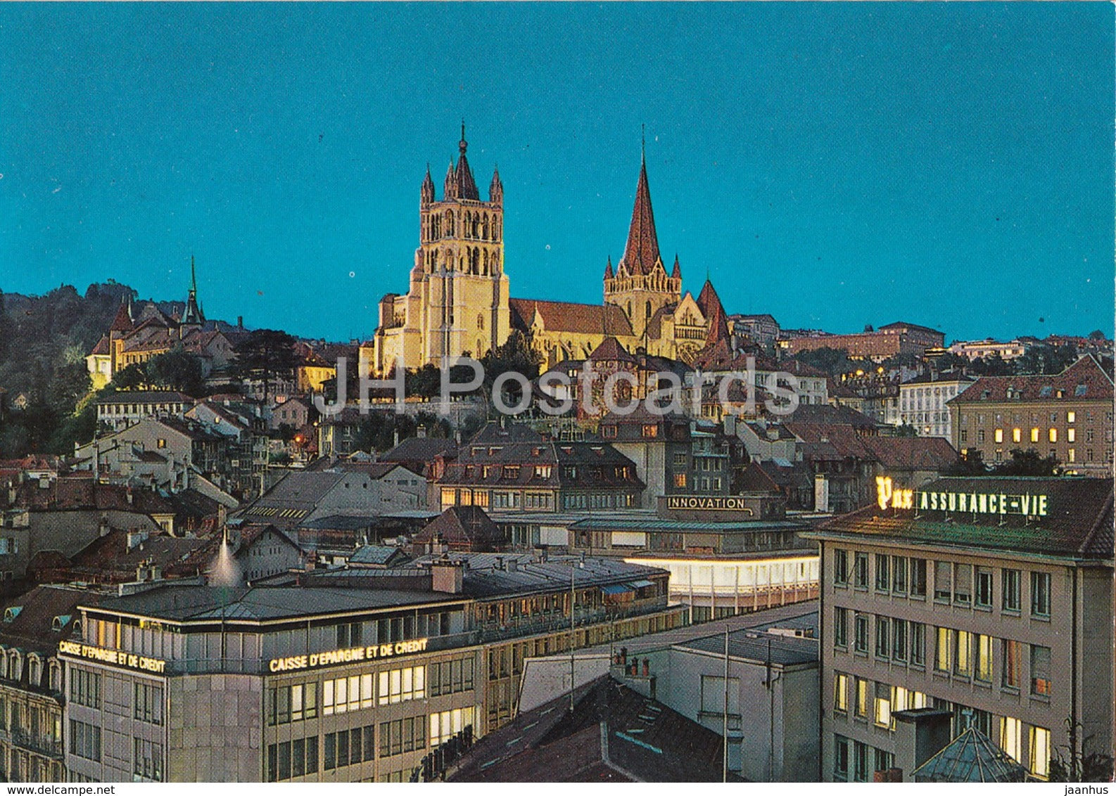 Lausanne - Vue nocturne de la cathedrale - Night view of  the cathedral - Switzerland - unused - JH Postcards