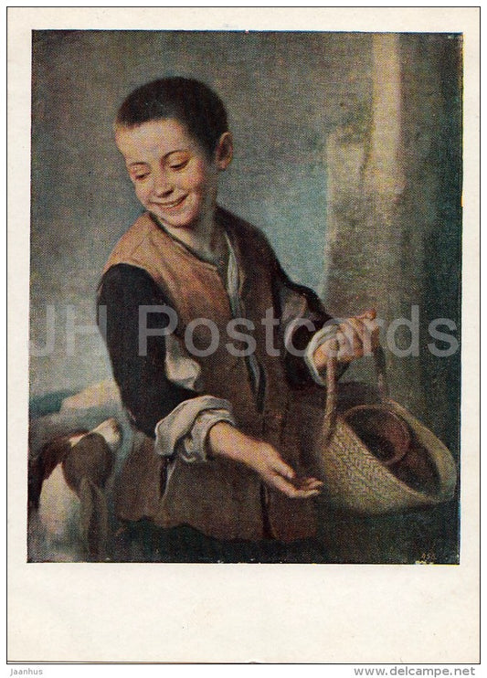painting by Bartolome Esteban Murillo - Boy with Dog - Spanish art - 1950 - Russia USSR - unused - JH Postcards