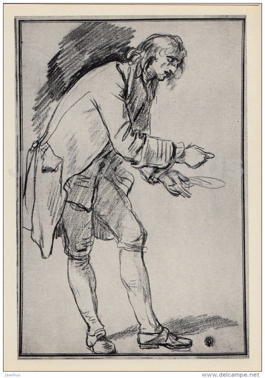 painting  by Jean-Baptiste Greuze - Man. sketch - French art - old postcard - Russia USSR - unused - JH Postcards