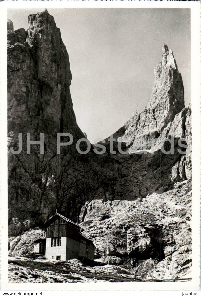 Dolomiti del Catinaccio - Rifugio Preuss 2250 m - Torre Winkler - old postcard - Italy - unused - JH Postcards