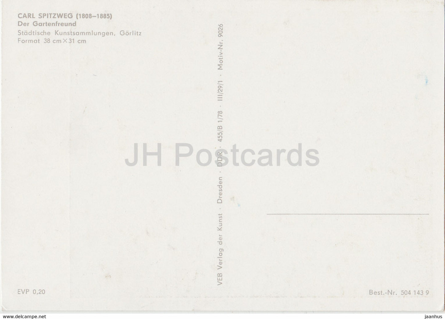 painting by Carl Spitzweg - Der Gartenfreund - 9026 - German art - Germany DDR - unused