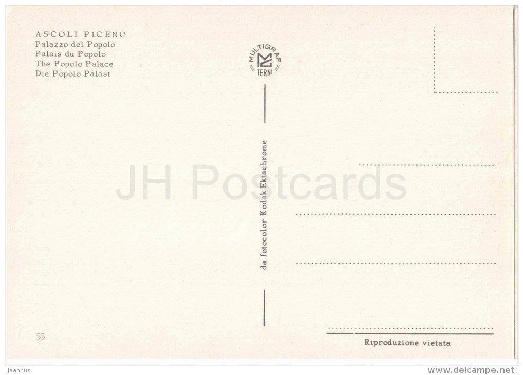 Palazzo del Poppolo - palace - Ascoli Piceno - Marche - 55 - Italia - Italy - unused - JH Postcards