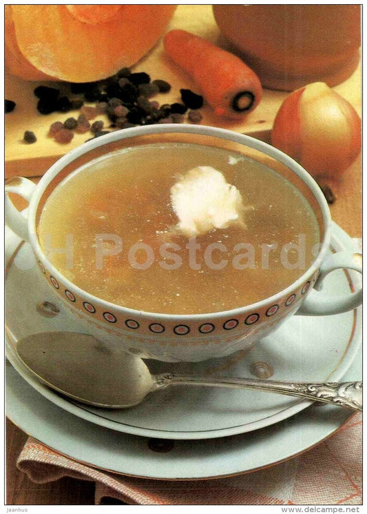 Pumpkin soup - 1 - Dishes from Pumpkin - recepies - 1991 - Russia USSR - unused - JH Postcards