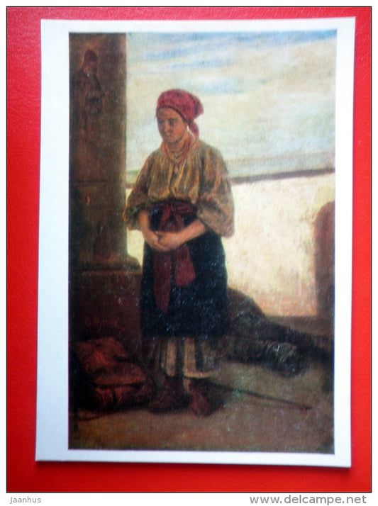 painting by V. Perov . Pilgrim - woman - russian art - unused - JH Postcards
