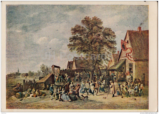 painting by David Teniers the Younger - Village festival , 1646 - Flemish art - 1954 - Russia USSR - unused - JH Postcards