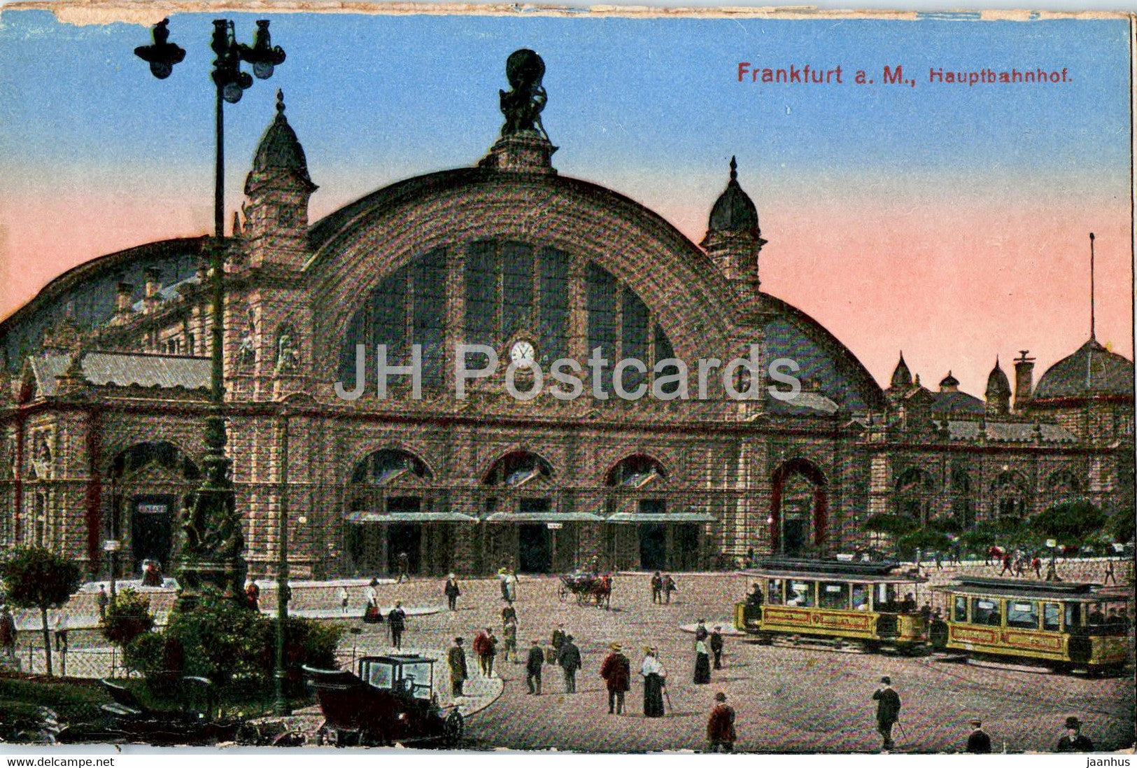 Frankfurt a M - Hauptbahnhof - tram - railway station - old postcard - 1919 - Germany - used - JH Postcards