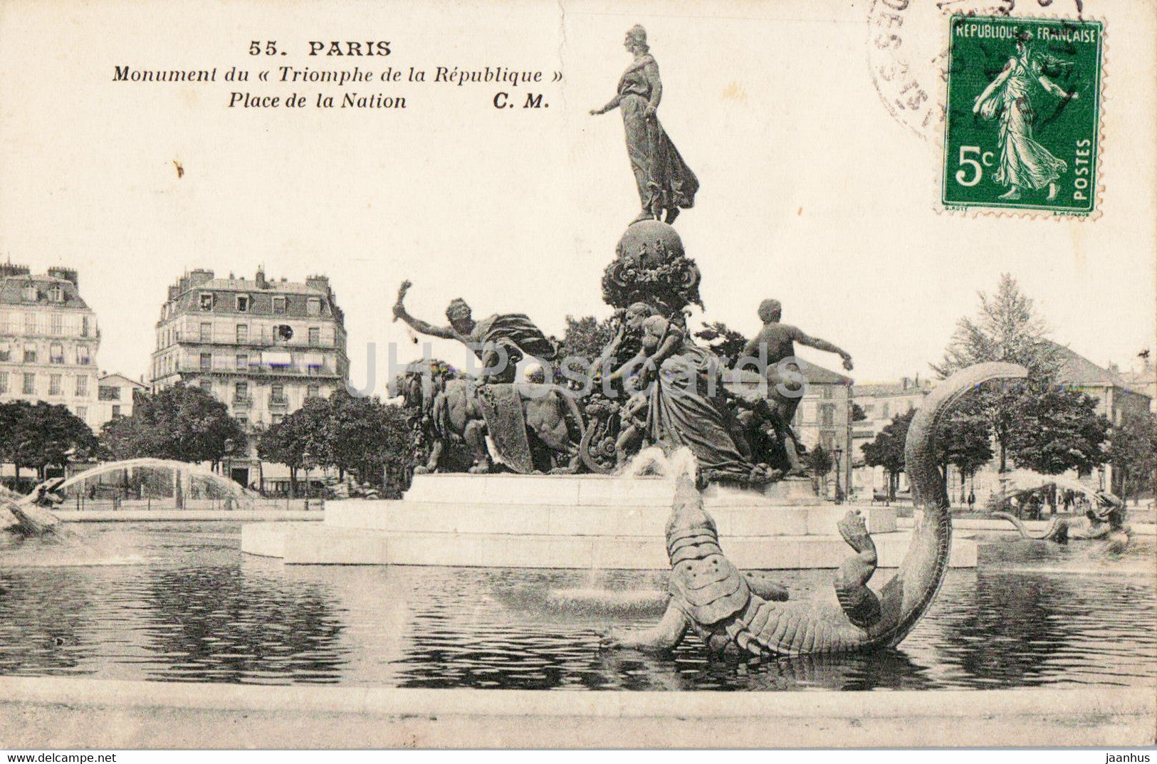 Paris - Monument du Triomphe de la Republique - Place de la Nation - 55 - old postcard - 1912 - France - used - JH Postcards