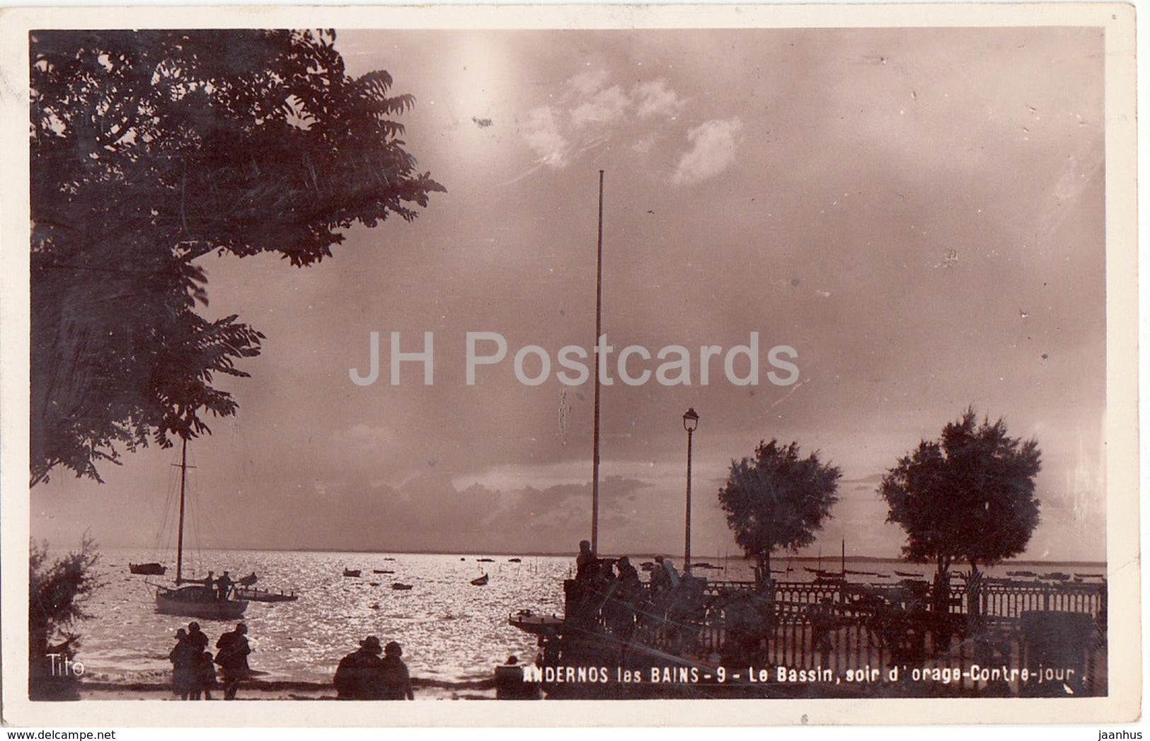 Andernos les Bains - Le Bassin soir d'orange Contre jour - 9 - 1939 - old postcard - France - used - JH Postcards