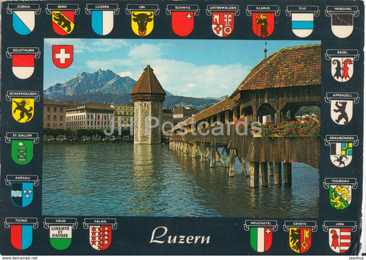 Luzern - Lucerne - Kapellbrucke mit Wasserturm und Pilatus - 6487 - Switzerland - unused - JH Postcards