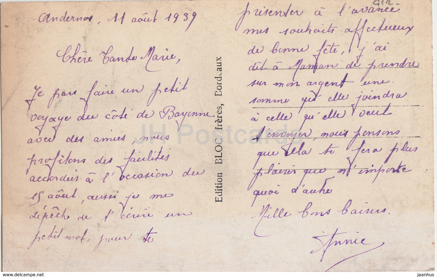 Andernos les Bains - Le Bassin soir d'orange Contre jour - 9 - 1939 - carte postale ancienne - France - occasion